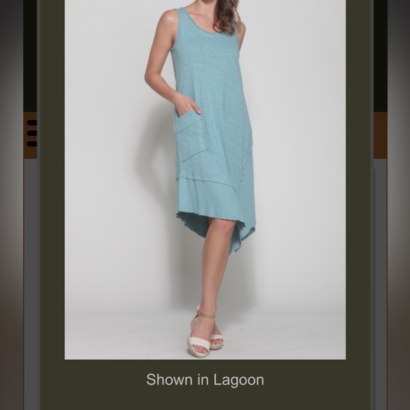 Chalet Et Cici Asymmetrical Army Green Flowy 100% Cotton Pocket Dress Size Med - Picture 5 of 5